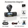 1080P WIFI 3 Channel Dash Cam, 1080P WIFI Dash Cam for Car, G-Sensor, Deg Wide Angle Dashboard with Infrared Night Vision