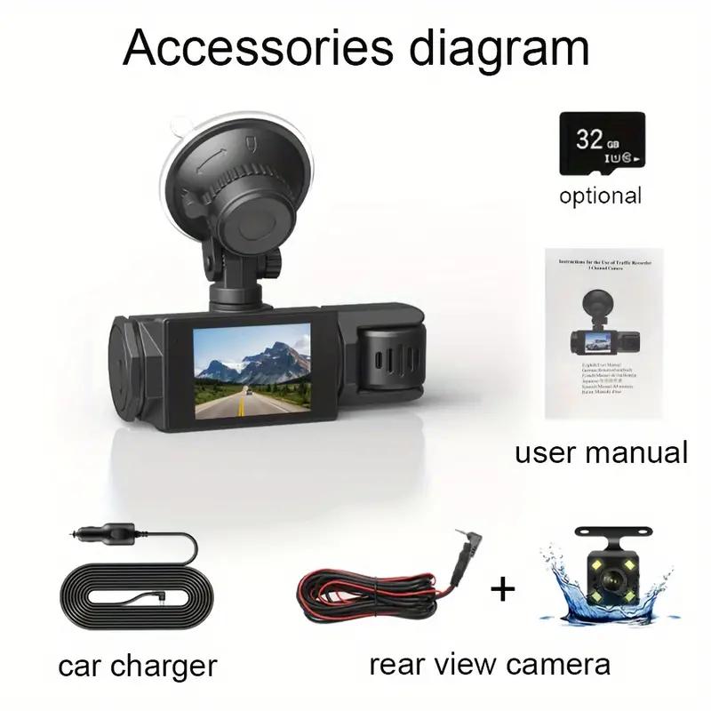 1080P WIFI 3 Channel Dash Cam, 1080P WIFI Dash Cam for Car, G-Sensor, Deg Wide Angle Dashboard with Infrared Night Vision
