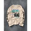 Men's Long Sleeve T-shirt Racing Style Vintage Letter Graphic Print Loose Retro Streetwear Casual Hip Hop Spring- Autumn Tops