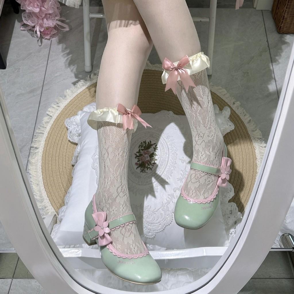 Lolita Summer Sheer Satin Bow Ankle Socks For Women With Breathable Fabrics