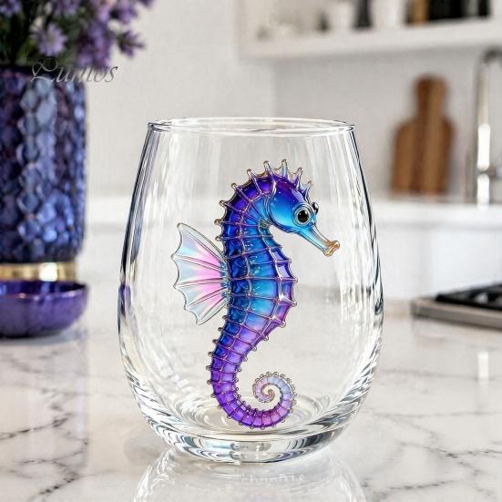 Novedad Vaso de Agua y Jugo con Base de Pulpo, Copa de Vino sin Tallo, Impresión 3D de Animal Marino, Cristalería con Temática Oceánica para Bar, Cristal de Borosilicato, para Cócteles