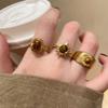 Vintage Gothic Brown Crystal Cross Geometry Open Rings for Women Y2k Punk Creative Grunge Jewelry Accessories Gifts
