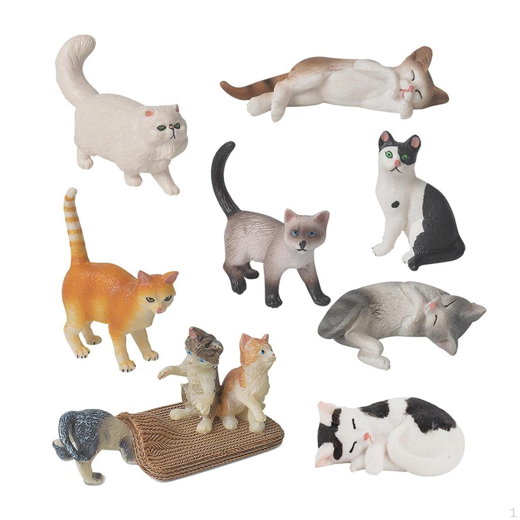 Cat Figurines Toy Cake Topper Hand Painted Gift for Kids