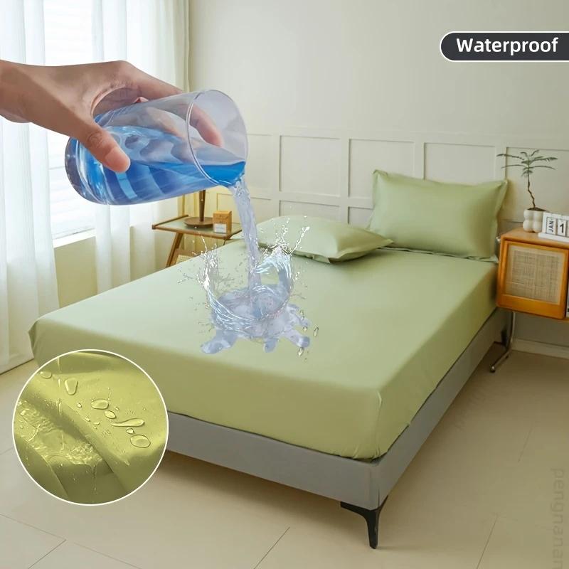 Waterproof Mattress Protector Cover,Stain-Resistant, Machine Washable, Soft Polyester Bedding for All Seasons, Fits Queen & King Sizes, Gray