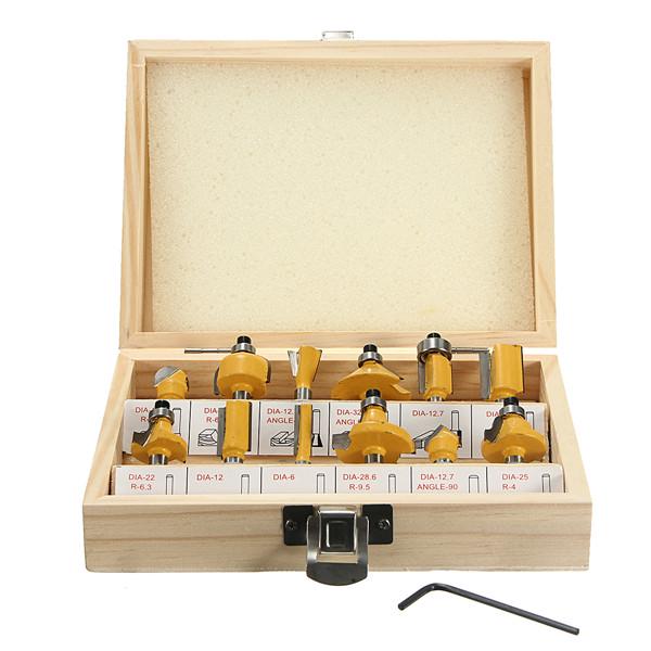12 Pcs Tungsten Carbide Tipped TCT Router Bits 1/4" Shank Sealed Bearing Bit Set 12 Pcs Tungsten Carbide Tipped TCT Router Bits 1/4" Shank Sealed Bearing Bit Set