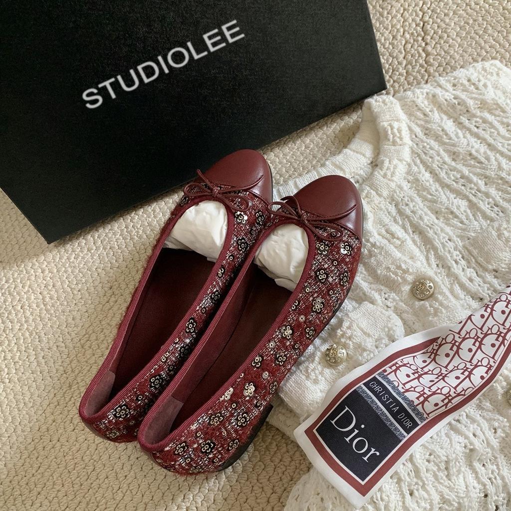 Schafsleder Traubenmutter gleiche klassische Spleißung runde Zehen Ballerinas Schleife niedriger Absatz kleiner duftender Wind leichter Mund einzelne Schuhe