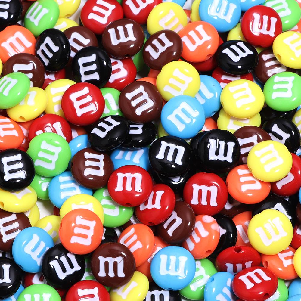20pcs/lot Acrylic Cartoon m Bean Beads Color Handmade Spacer Charm Bead for Jewelry Making DIY Bracelet Decoration Accessories