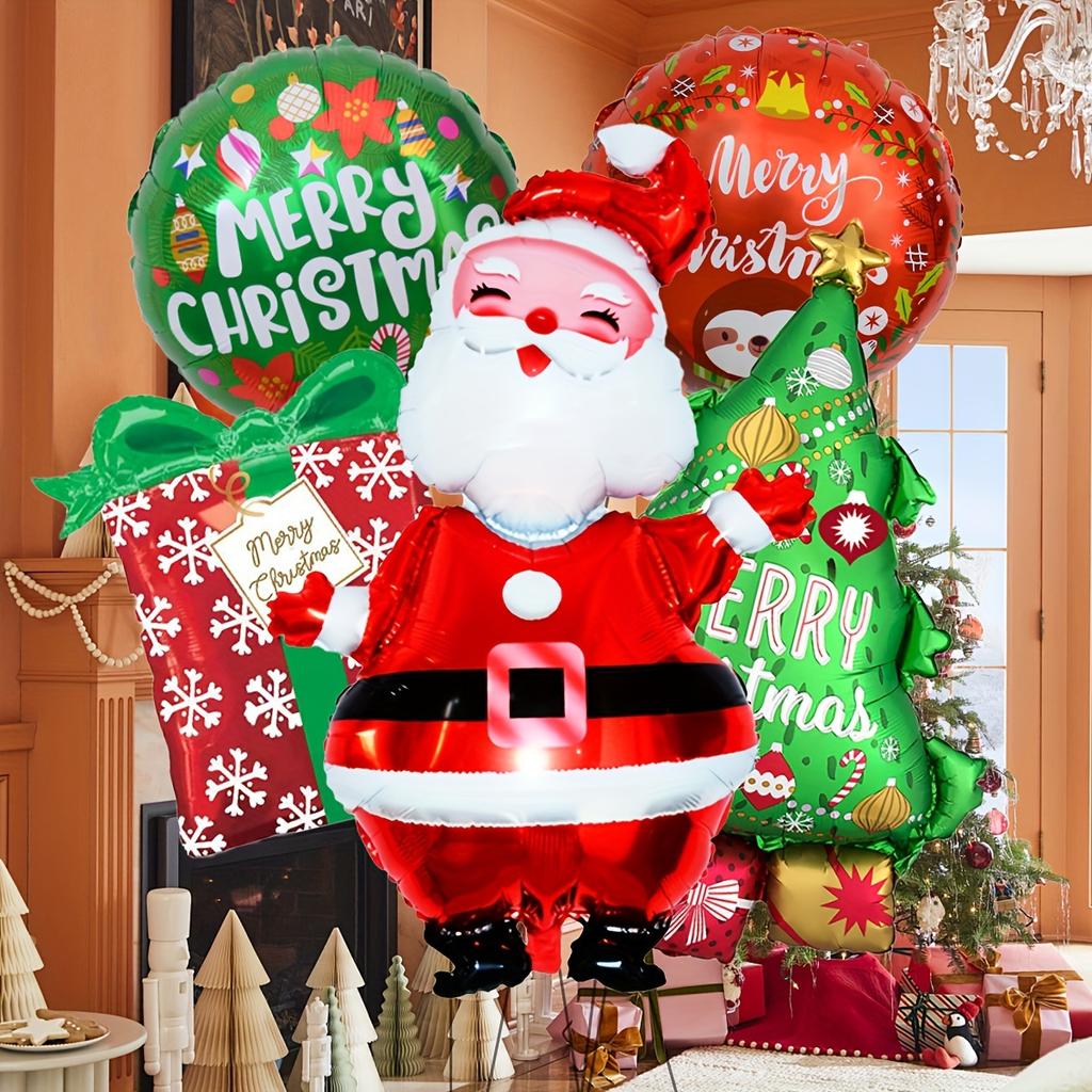 5pcs Christmas Balloon Santa Claus Christmas Tree Decorative Balloon Aluminum Foil Balloon for Christmas Party Decor Supplies