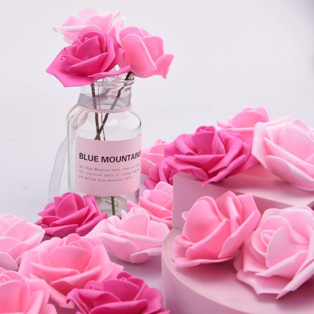 50Pcs Rose Artificial Foam Flower Head Fake PE Flower for Home Room Dceoration DIY Party Flower Wreath Accessories Wedding Decor