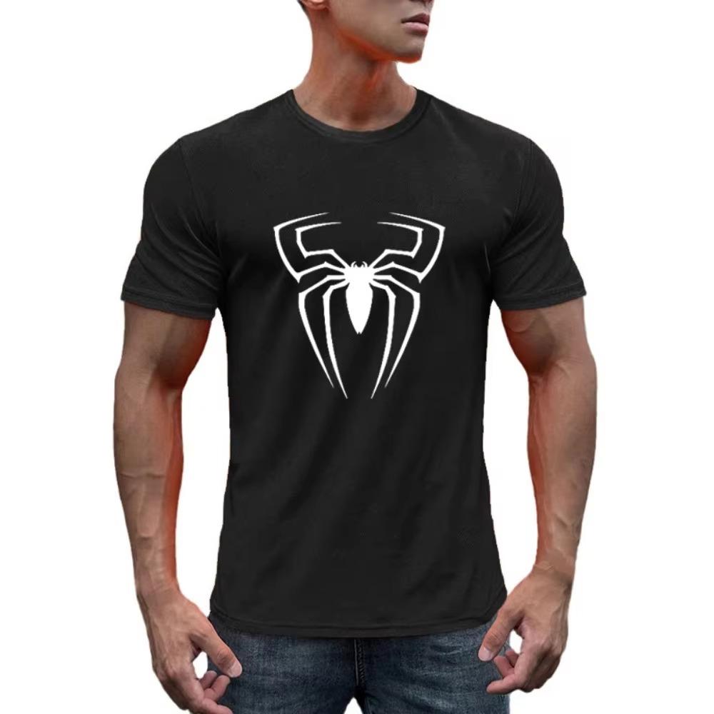 Summer Men'S Breathable Mesh Quick-Drying Loose Short-Sleeved T-Shirt Fashion Printed Casual Jogging Gym Bodybuilding Sports Top