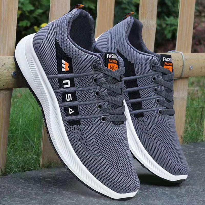 

Men s shoes spring and autumn breathable sports shoes men s flying woven mesh shoes casual versatile sports shoes 44 серый