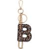Leopard Letter Keychain for Women, PU leather Initial Letter Keyring Keychain Accessories Purse Handbags Charm