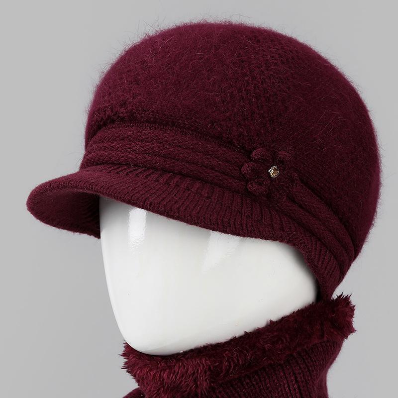 Wool Hat Women'S Season Velvet Warm Rabbit Hair Mother Hat Ear Protection Cold Foreign Gas Knitted Hat