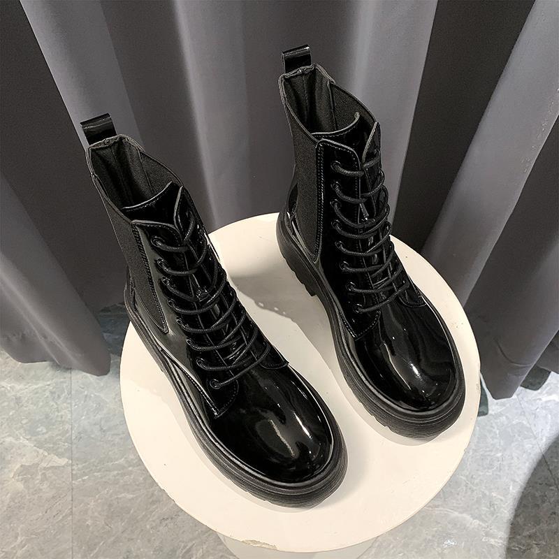 

Small British style short boots versatile black thin boots velvet Martin boots women s autumn and winter new men s fashion 40