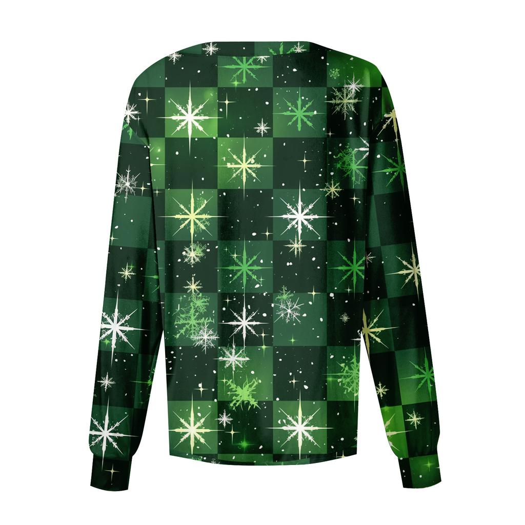 Women's Casual Long-sleeved Single-breasted Christmas Printed Protective Clothing Cardigan Top