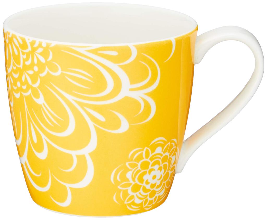NARUMI Day+ Mug, 340cc, Yellow, Floral Print, Cute, Large, Microwave, Oven, and Dishwasher Safe, Gift Boxed, 41281-2889