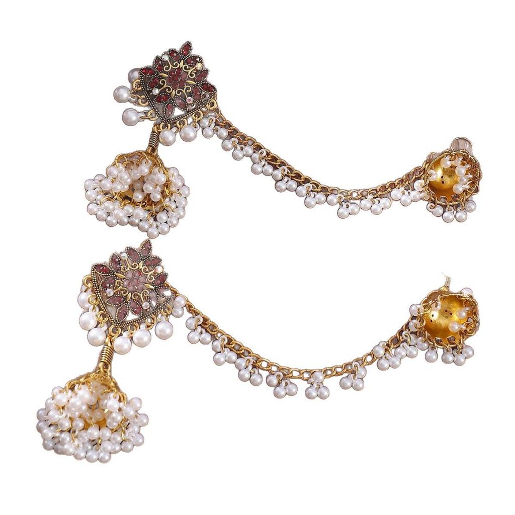 European Bohemian Ethnic Style Indian Pearl Tassel Bell Earrings
