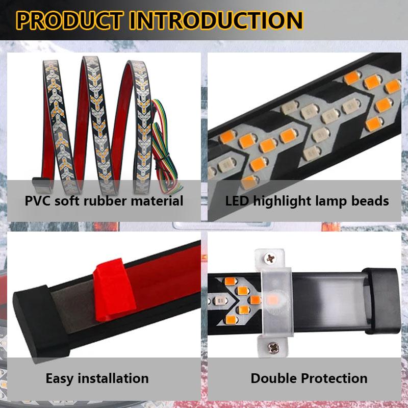 Car Truck LED Tailgate Light Strip Turn Signal Lamp Flowing Dynamic Warning Brake Reverse Tail Light Bar For Pickup Jeep 12-24V