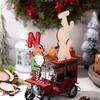 Handcrafted Wooden Christmas Gingerbreads Man And Rudolph Reindeers Decoration For Festival Home Office Tabletop Display