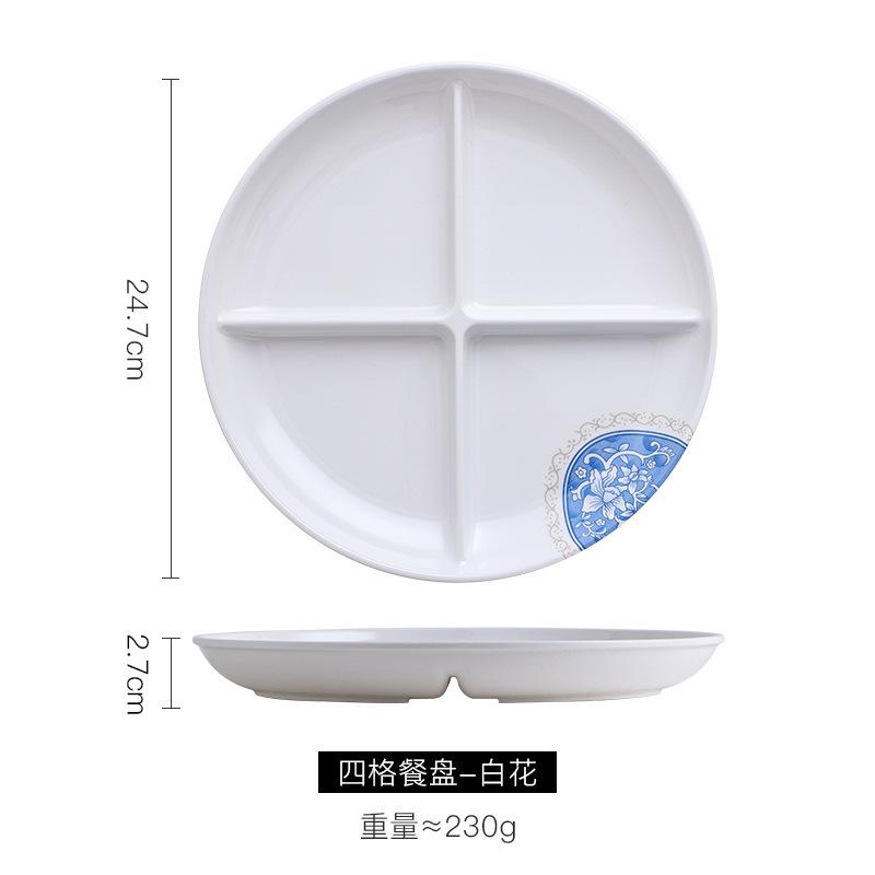 Commercial Divided Dining Plate Imitation Porcelain Melamine Tableware