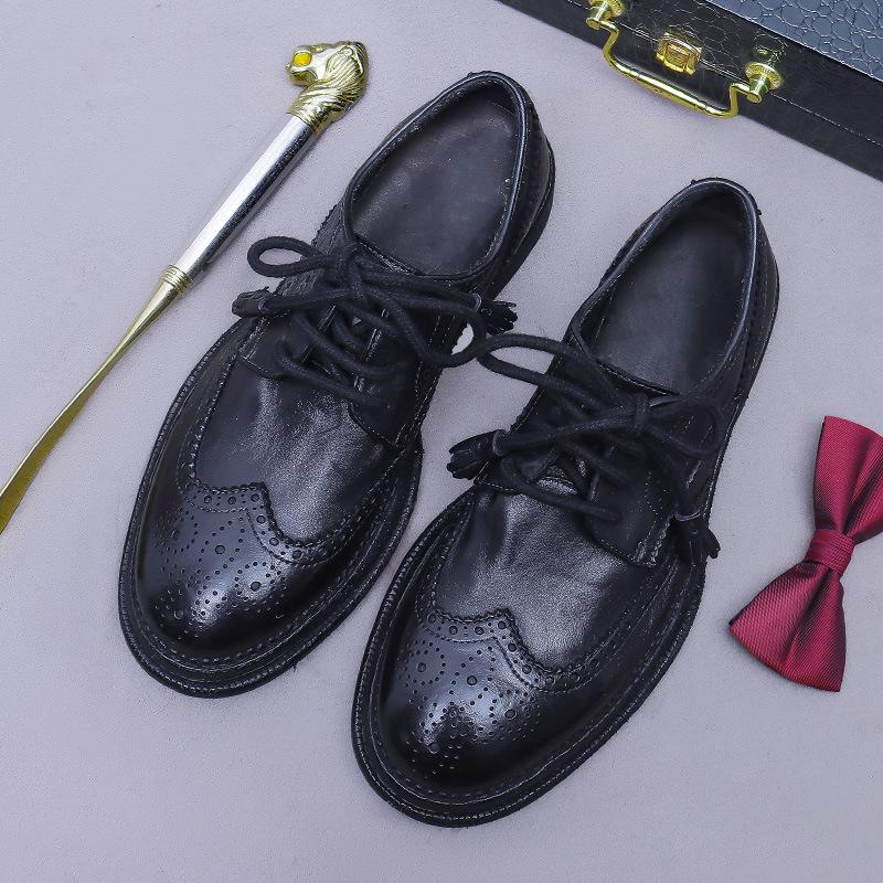 Men's Horse Leather Genuine Brock Carved Leather Bottom Goodyear Business Dress Shoes