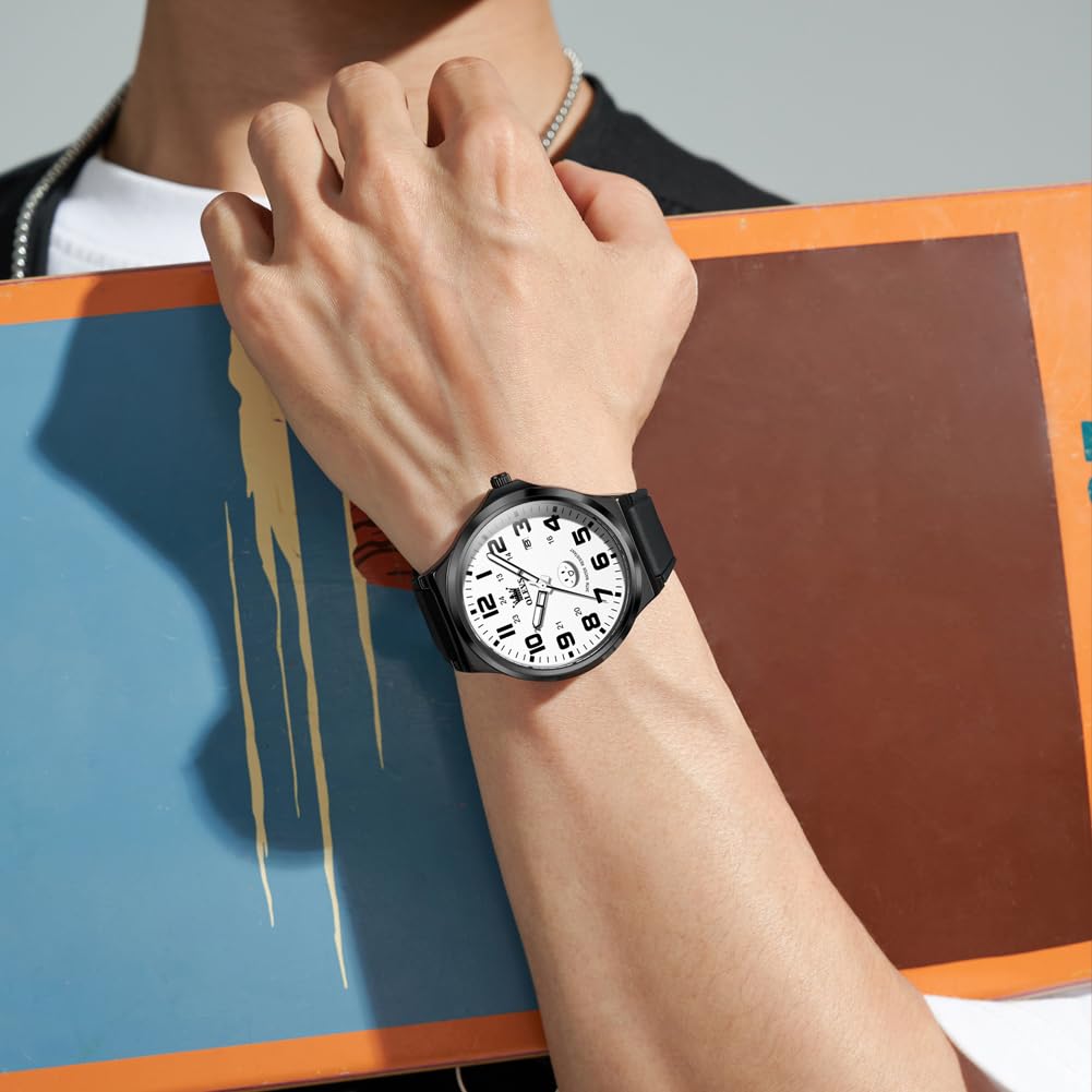 OLEVS Stylish Silicone Quartz Date for Men Men's Watch, Ultra-Thin Strap, Movement, Analog, Display,