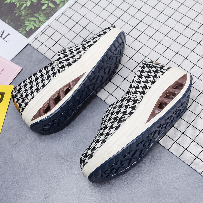Fashion Autumn Women Woven Shoes Loafers Platform Handmade Elastic Slip on Nylon Woven Casual Wedges Shoes Lady Sneakers