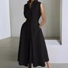 Dress summer new commuter fashion solid color V-neck women's button pendulum dress