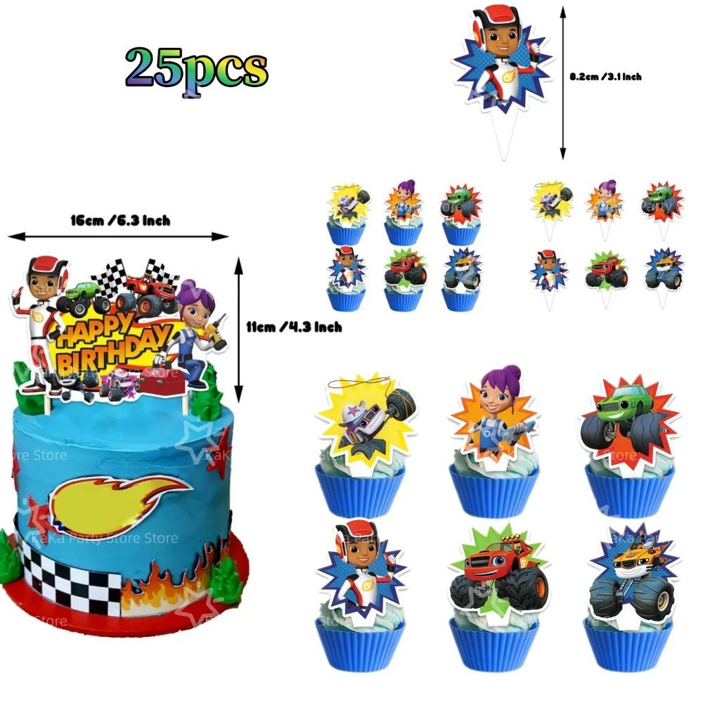 Blaze Monster Balloons Machines Race Car Birthday Party Decoration Tableware Tablecloth Plate Cup Napkin Bag Racing Party Favors