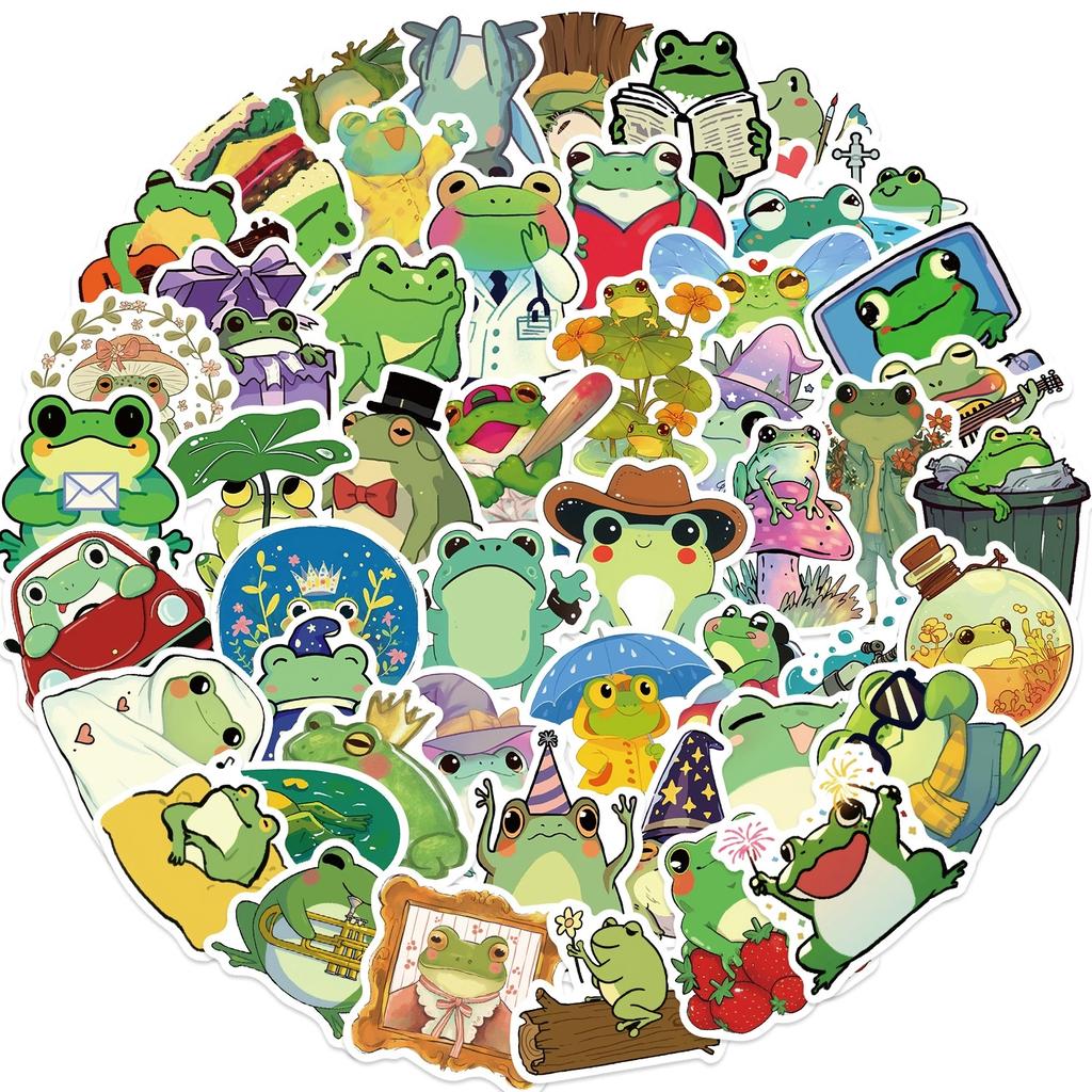 50/100PCS Cartoon Cute Frog Stickers DIY Decoration Guitar Notebook Luggage DIY Waterproof Stationery Stickers