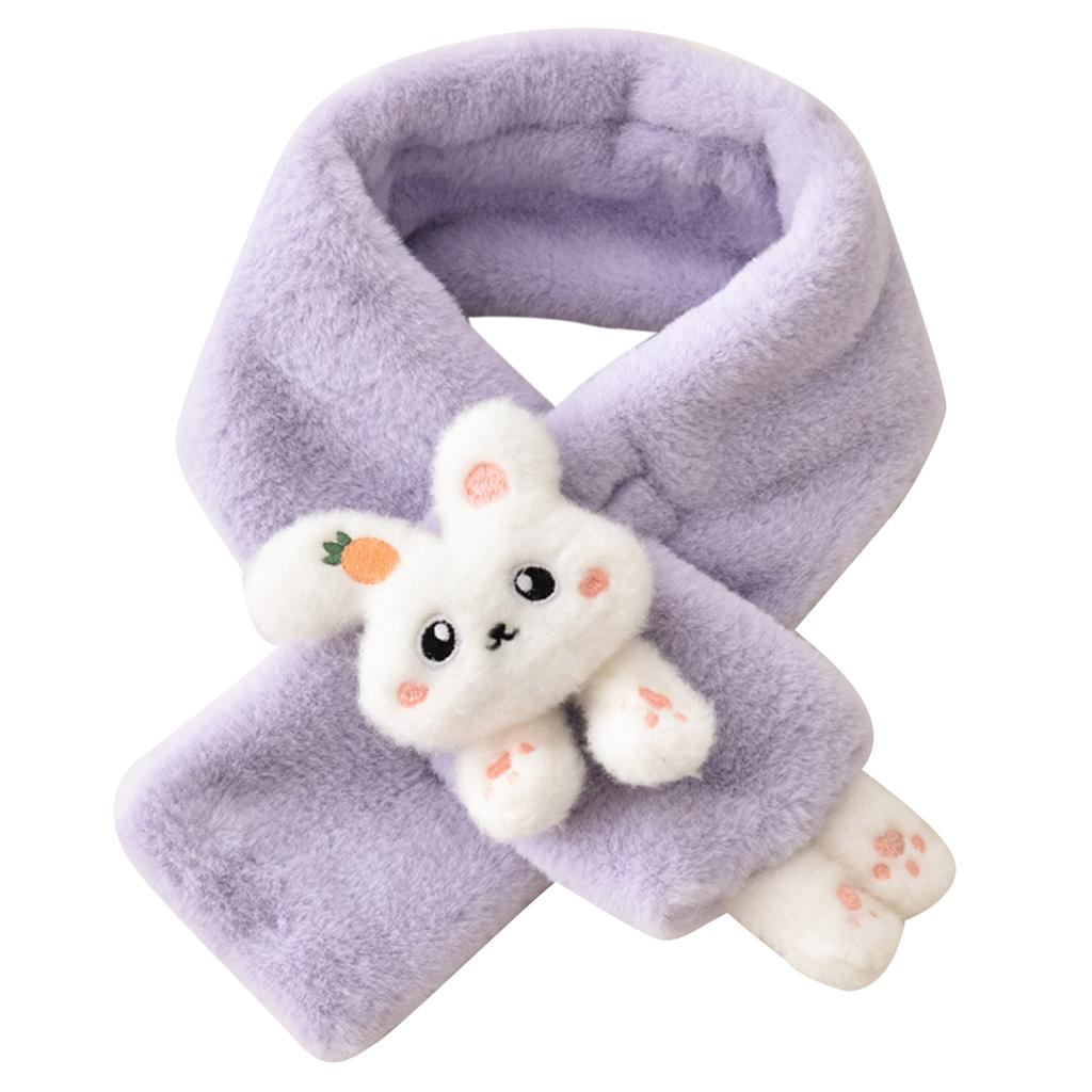 Autumn Winter Plush Outdoor Keep Warm Scarf Solid Color Toddler Scarf Boys Girls Plush Bunny Shape Neck Warm Scarves