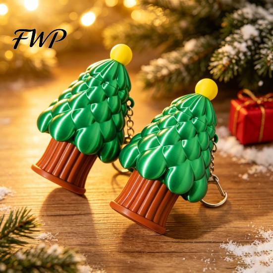 Xmas Tree Fidget Toy Retractable Christmas Longsword Toy, 3D Printed Stress Relief Keychain Keychain, Holiday Mini for Backpack Charm