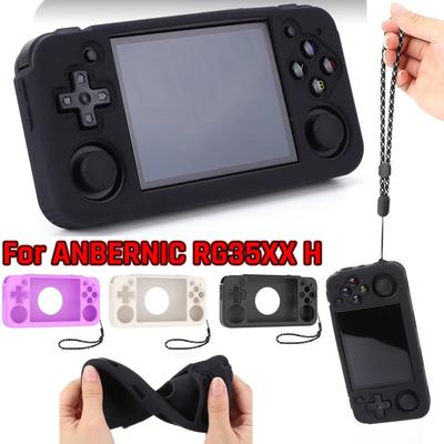 Silicone Protective Sleeve Skin Shockproof Protective Case with Lanyard Soft Case Cover for RG35XX H Retro Handheld Game Console
