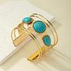 French Turquoise Retro Wide Bangle for Women - Korean Fashion Influencer Punk Style Jewelry
