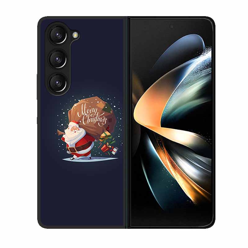 Christmas Case For Samsung Galaxy Z Fold 6 5 4 3 Cover Fold5 Fold4 Lovely Black Hard Plastic PC Cover For Galaxy Z Fold5 5G Case