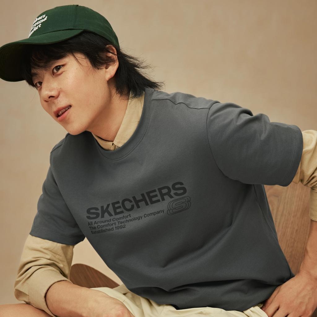 Skechers Knit Loose Round Neck Pullover Short Sleeve T-Shirt Unisex tops L226U065-013P