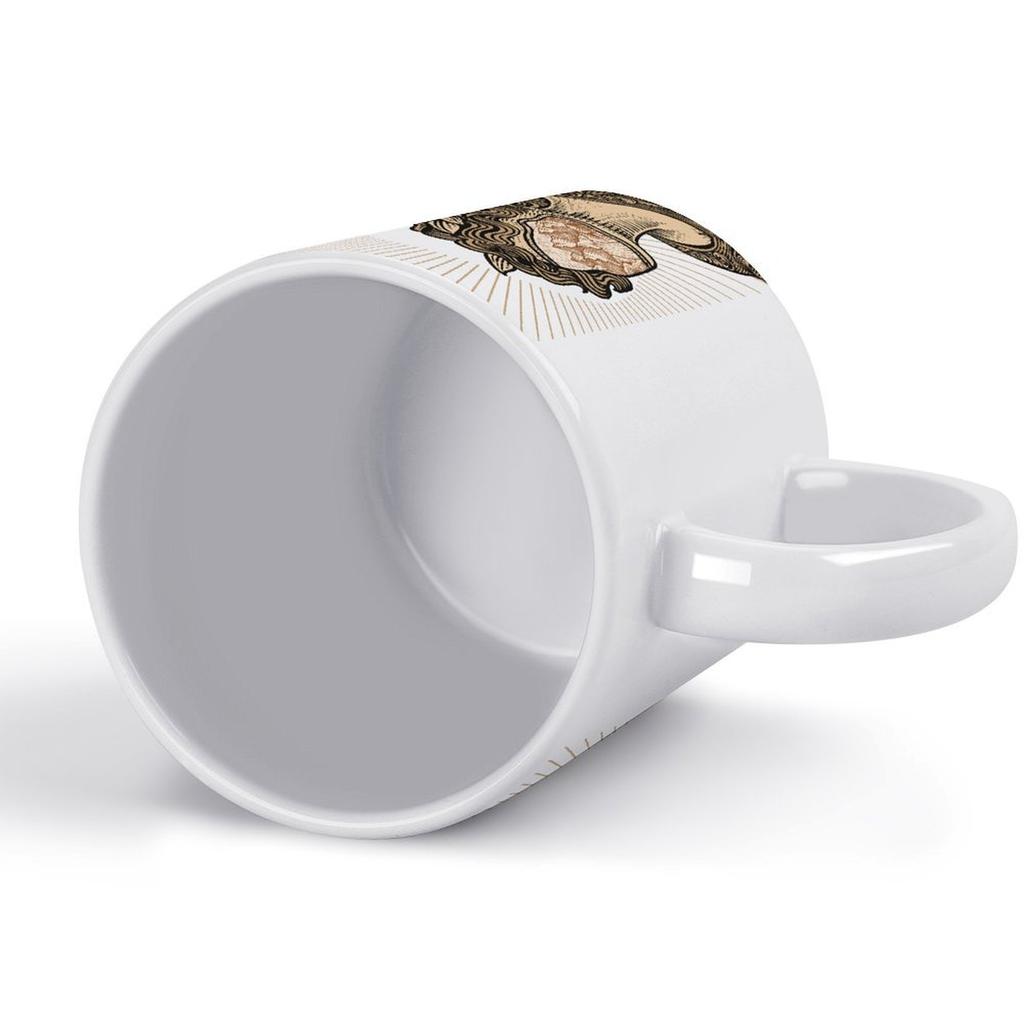 11oz Weiße Keramiktasse mit bedruckten Seiten und komfortablem Griff, Perfekt für tägliche Heißgetränke und Büro-Schreibtischpausen