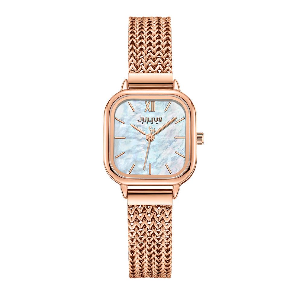 Jyullieoseu Ja-1405 Natural Mother-Of-Pearl Square Metal Watch