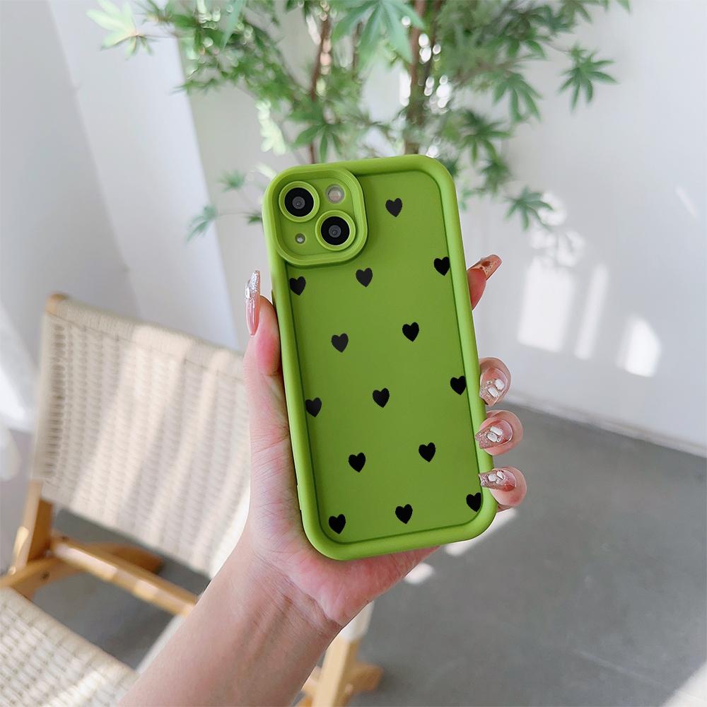 Black Love Hearts Pattern Soft TPU Phone Case for iPhone 17 Air 16 15 14 Pro Max Plus 13 12 Mini 8 7 X Xs Back Cover