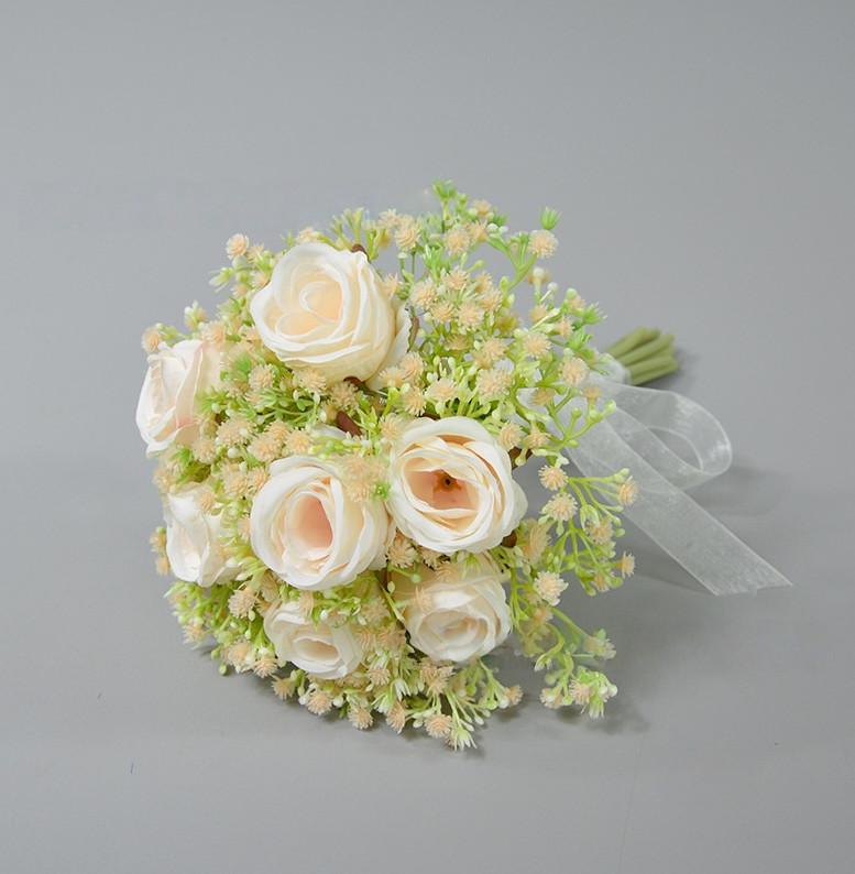 Huaien Artificial Rose & Baby s Breath Hand-Tied Bouquet - Ideal for Wedding Hotel Decor&Photo Props-Best-Selling Bridal Bouquet (Champagne,28*18cm/0.92*0.59ft) шампанского