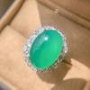 Jewelry Ice Seed Fluorescent Chalcedony Pendant Ring Stud Earrings Geometric Bare Body Jade Pendant Set
