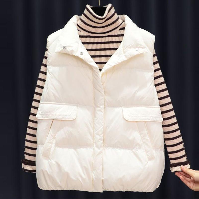 Women's Fashionable Winter Down Vest - Korean Style, Petite, Short Length