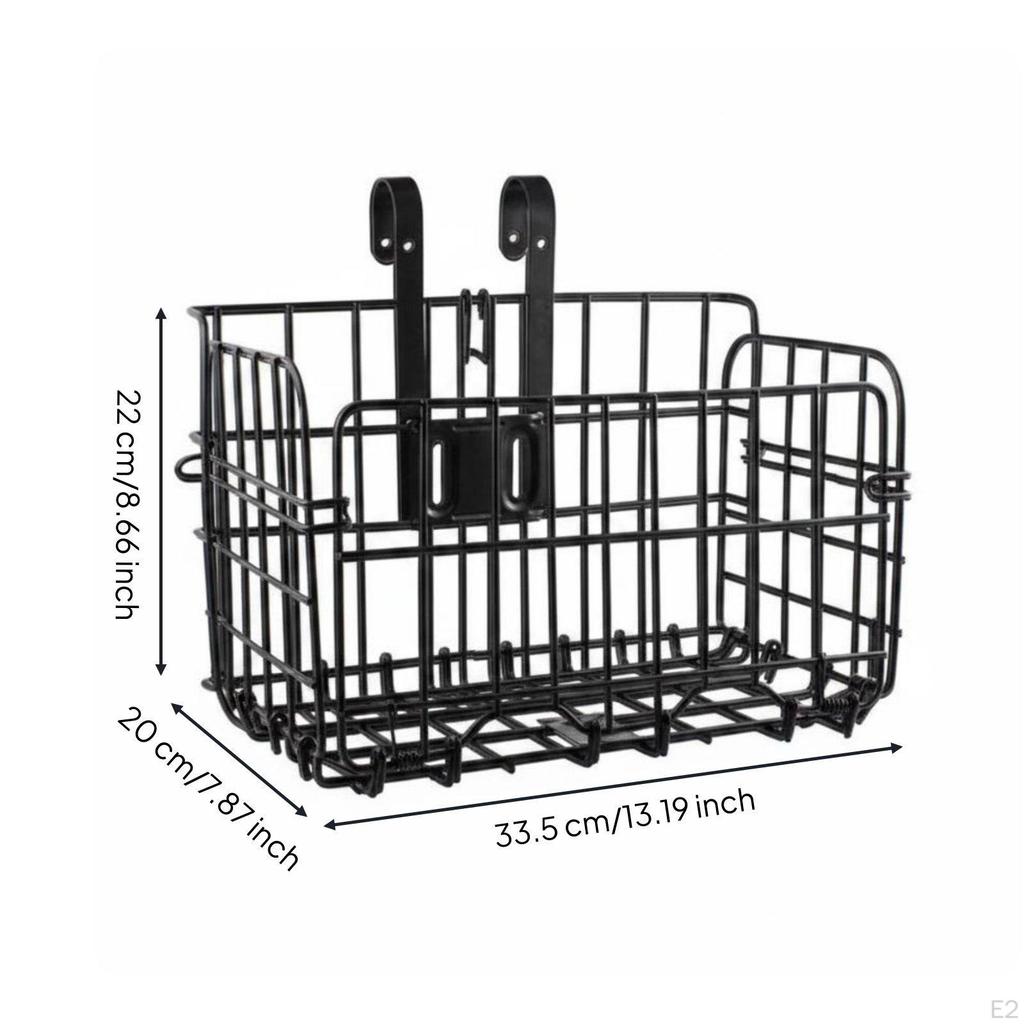 Front Bike Basket Reinforced Hook Design Black Normal