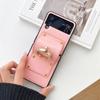Ring Holder Phone Case  for Samsung Galaxy Z Flip6 Flip5 Flip4 Flip3 Flip 6 5 4 3 5G Folding Hinge Protection PU Leather Cover