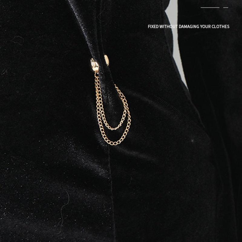 No-Sew Magnetic Alloy Hem Adjuster & Waist Cinch Chain - Pant Leg Clip, Clothing Shortener Tool with Decorative Buckle