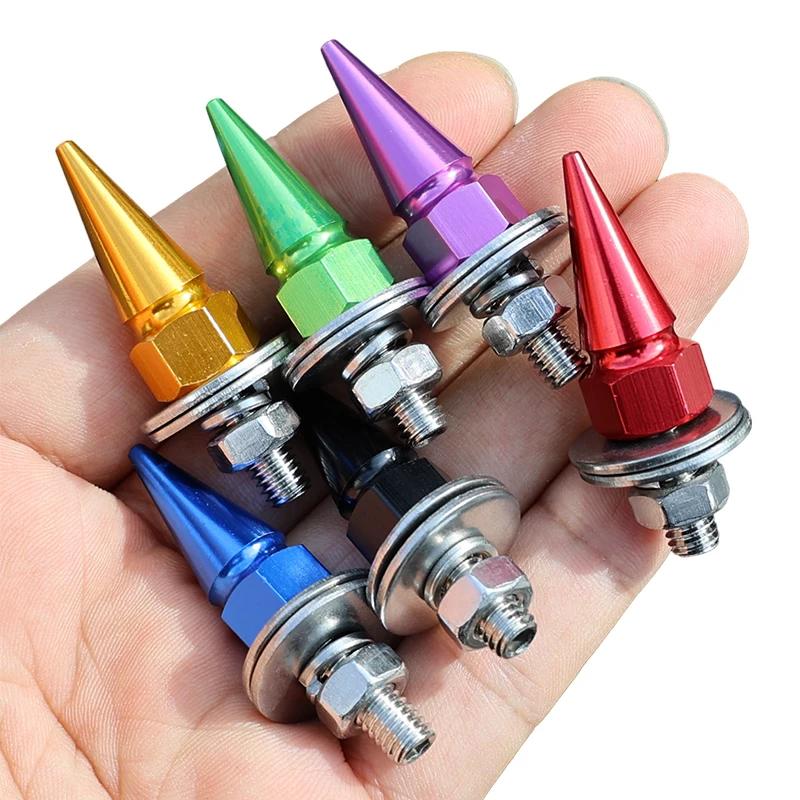 1/4pcs M6 License Plate Fixing Plate Screw M6 Threaded Pointed Aluminum Alloy Fasteners Colorful Universal Car Styling Gasket