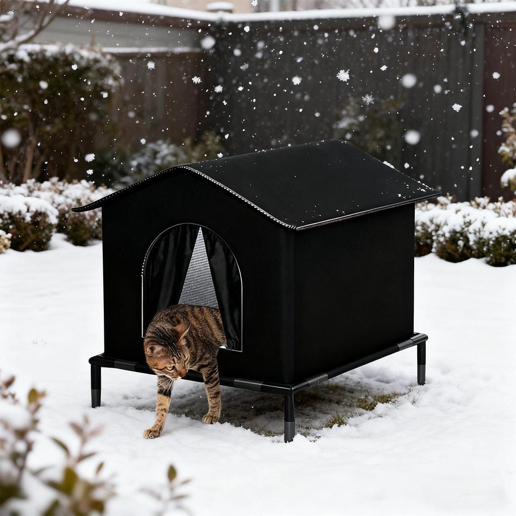 Winter Warm Cat Nest with Reminder Sticker Cold-Resistant Cat Outdoor Insulated Shelter for Dog Kitten Chicken Animal