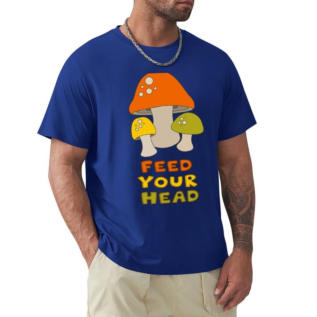 Feed Your Head With Retro Mushrooms T-Shirt Custom T Shirt Summer Clothes Oversized T Shirt Plus Size Tops Men Clothes