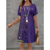 Women's Summer Short Seeved Round Neck Casual Mini Dress Vintage 3D Imitation Denim Printed Dress Elegant Women's Dress Vestidos