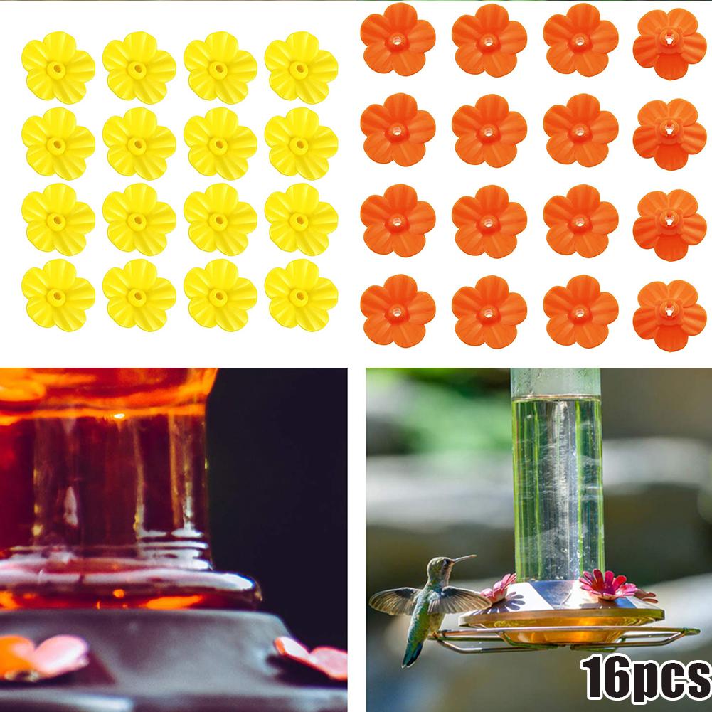 16-teiliges Kolibri-Futterspender-Blumen-Set, konzipiert für einfaches Sitzen, leuchtende Farben zur Anlockung von Vögeln, passt für 0,3-Loch-Flaschen